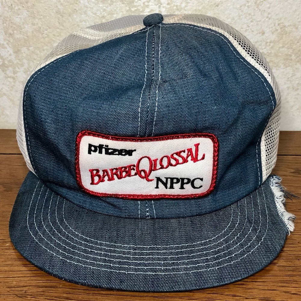 Vintage Pfizer mesh snap back trucker hat cap- damaged